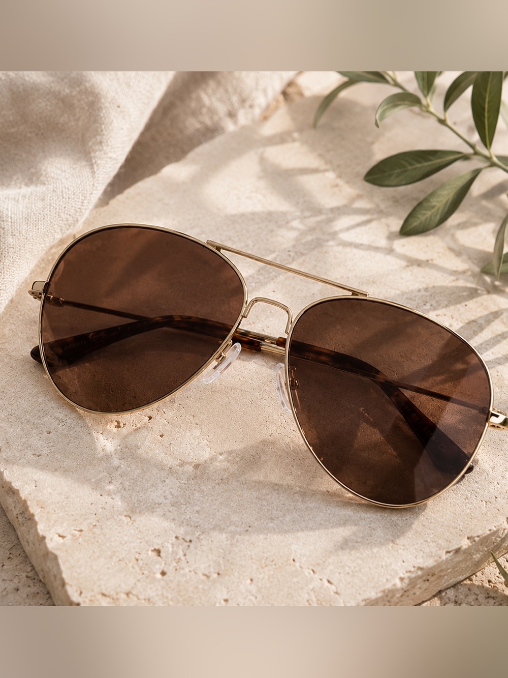 Women’s Aviator Sunglasses in Brown and Gold - Classic Style
